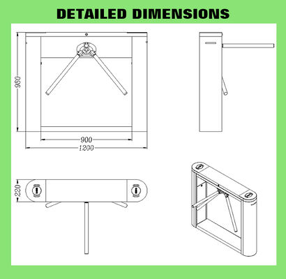 HCW Durable Barrier Turnstile Gate with 550mm Passage Width 100W Rated Power and 20~30 People/Minute Traffic Speed for Access Control